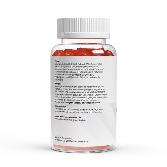 Premium Shilajit Gummies 1000mg - Energy & Vitality with Vitamin C, B6, B12